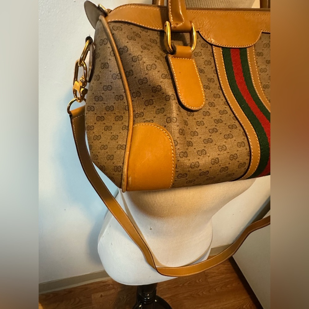 Vintage Gucci Micro GG Web Boston Bag w/ Strap - Picture 6 of 16